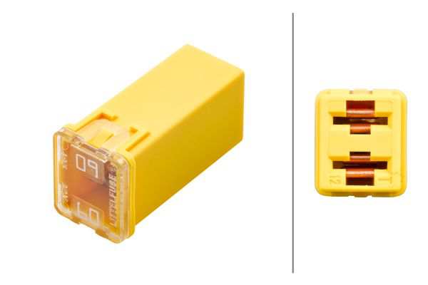 HELLA Sicherung 913773 Farbe: gelb, Stromstärke [A]: 60 
Sicherungsausführung: für JCASE-Sicherung, Stromstärke [A]: 60, Spannung bis [V]: 32, Temperaturbereich von [°C]: -40, Temperaturbereich bis [°C]: +125, Breite [mm]: 14,1, Tiefe [mm]: 12, Höhe [mm]: 27, DIN/ISO: 8820-4, erfüllt SAE-Norm: 2741, Farbe: gelb, Gebindeart: Blisterpack, Montage/Demontage durch Fachpersonal erforderlich!: