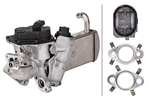 HELLA EGR valve 11109883 Supplementary Article/Info 2: with EGR valve, Supplementary Article/Supplementary Info: with gaskets/seals, with EGR cooler, Number of pins: 5, Operating Mode: Electric, Assy./disassy. by qualified personnel required!:
