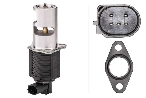 HELLA EGR valve 11109875 Supplementary Article/Supplementary Info: with seal, Operating Mode: Electric, Number of pins: 5, Assy./disassy. by qualified personnel required!: