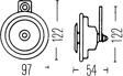 HELLA Horn 399840 Frequenzbereich [Hz]: 335, 400, Leistungsaufnahme [W]: 66, Nennspannung [V]: 12, Montageart: Flachsteckanschluss, Ergänzungsartikel/Ergänzende Info 2: mit E-Prüfzeichen, Gehäusefarbe: grau, Lautstärke [dB(A)]: 115, Mengeneinheit: Set 
Spannung [V]: 12, Leistungsaufnahme [W]: 66, Lautstärke [dB(A)]: 105, Frequenzbereich [Hz]: 335, 400, Stromaufnahme [A]: 5,5, Schutzart (IP-Code): IPX9K, erfüllt ECE-Norm: R28, Zulassungsart: ECE-geprüft, Signalton: Tiefton, Hochton, Gehäusefarbe: grau, Betriebsar 2.