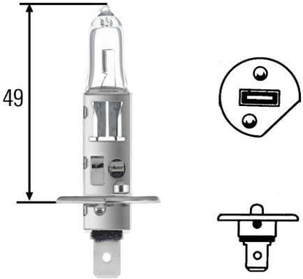 HELLA Bulb 314658 Halogen, headlamp, H1, 100W
Voltage [V]: 12, Rated Power [W]: 55, Lamp Type: H1, Registration Type: ECE approved, Light Design: Halogen, Packing Type: Box, Socket Type bulb: P14.5s, Assy./disassy. by qualified personnel required!:
Cannot be taken back for quality assurance reasons! 1.