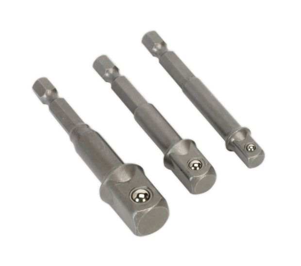 SEALEY Bit socket adapter 11518648 Set of 3 pcs, Cr-Va, Drive/length: 1/4 col /65 mm, 3/8 col/65 mm, 1/2col /75 mm