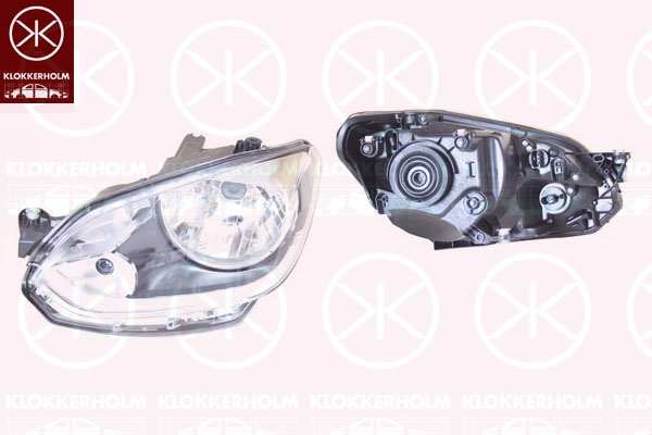 KLOKKERHOLM Headlamp 10726280 Fitting Position: Right, Lamp Type: H4, Housing Colour: Chrome, Illuminance [lx]: 25, Supplementary Article/Info 2: without motor for headlamp levelling