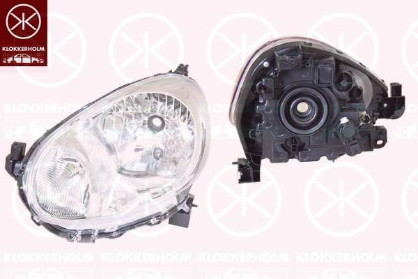 KLOKKERHOLM Headlamp 10726345 Fitting Position: Left, Lamp Type: H4, Supplementary Article/Info 2: without motor for headlamp levelling, Illuminance [lx]: 17,5