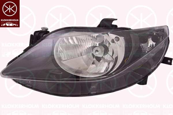 KLOKKERHOLM Headlamp 10726475 Illuminance [lx]: 20, Fitting Position: Left, Lamp Type: H4, Supplementary Article/Info 2: without motor for headlamp levelling, Housing Colour: Black