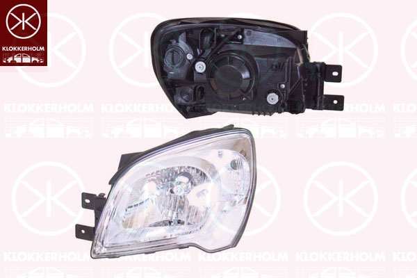 KLOKKERHOLM Headlamp 10726398 Fitting Position: Right, Illuminance [lx]: 17,5, Lamp Type: H4, Indicator Colour: Crystal clear, Supplementary Article/Info 2: without motor for headlamp levelling