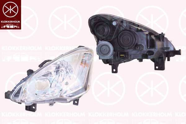 KLOKKERHOLM Headlamp 10726339 Fitting Position: Left, Quality: A1, Manufacturer Restriction: Valeo, Lamp Type: H4, Supplementary Article/Info 2: with motor for headlamp levelling, Illuminance [lx]: 18 
Fitting Position: Left, Manufacturer Restriction: Valeo, Lamp Type: H4, Supplementary Article/Info 2: with motor for headlamp levelling, Illuminance [lx]: 17,5