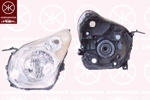 KLOKKERHOLM Headlamp 10726261 Left, LWR with an alignment engine, H4
Fitting Position: Left, Lamp Type: H4, Supplementary Article/Info 2: with motor for headlamp levelling, Illuminance [lx]: 17,5