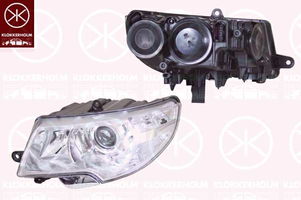 KLOKKERHOLM Headlamp 10726265 Fitting Position: Left, Quality: A1, Manufacturer Restriction: Hella, Lamp Type: H7/H3, Supplementary Article/Info 2: with motor for headlamp levelling, Illuminance [lx]: 20 
Fitting Position: Left, Illuminance [lx]: 20, Lamp Type: H7/H3, without lettering: Superb, Vehicle Equipment: for vehicles without headlamp cleaning system, Supplementary Article/Info 2: with motor for headlamp levelling, Manufacturer Restriction: Hella