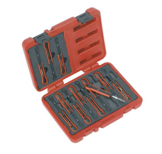 SEALEY Connector assembly tool 11518660 15pcs kit, Kit includes cable puller, contact ejector and contact disassembly tools. BMW, Daimler/Chrysler, Fiat, Ford, MAN, Mazda, Porsche, PSA, Renault, Saab, Seat,Skoda, VAG, Vauxhall/Opel
Cannot be taken back for quality assurance reasons!