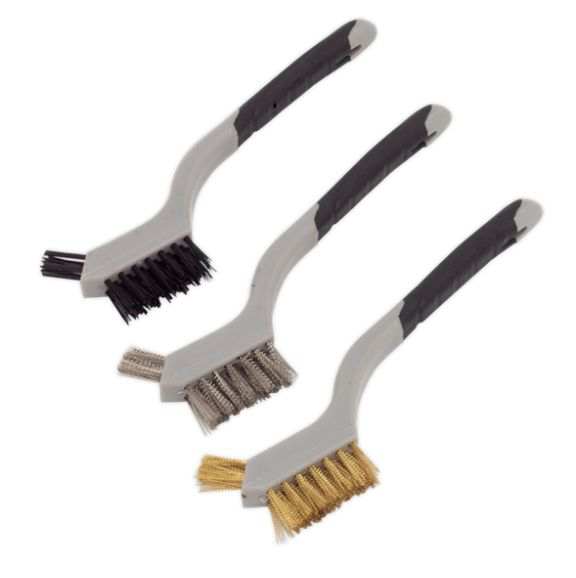 SEALEY Wirebrush 11518670 Mini set of 3 mini sets, consisting of steel, nylon and brass filled heads, length: 40/180mm. For cleaning spark plugs and small technical parts