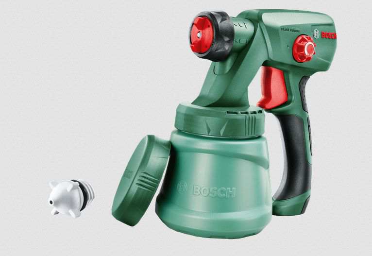 BOSCH Paint spray pistol 11539687 PFS 1000/PFS 2000 Spray Paint Gun, Ideal paint coverage for any job thanks to the Easy Select Paint Volume function. The adjustable paint nozzle can spray different spray patterns for even more precise work. With 800 ml paint tank, minimising the number of refills. Spraying lacquer or varnish on wood and metal. With two nozzles for easy switching between wall and wood paint application. For use with the PFS 1000 and PFS 2000 spray system