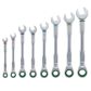 BOSCH Ratchet combination wrench set 11539923 Ratchet wrench set 8 pieces, 8x wrench: 8mm, 10mm, 12mm, 13mm, 14mm, 15mm, 17mm, 19mm, 1x holder 1.