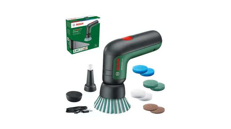 BOSCH Cordless brush 11539426 UniversalBrush Set, Rechargeable hand tool with 3.6V lithium-ion battery, rechargeable with micro USB cable. Idle speed 215 rpm, Suitable for scrubbing a variety of surfaces such as bathroom tiles, kitchen stove, pots and pans.