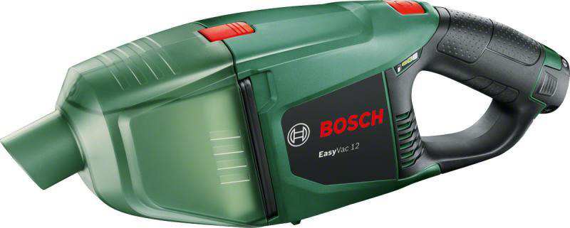 BOSCH Cordless vacuum cleaner 11539380 EasyVac 12 Cordless hand vacuum cleaner (1x2.5 Ah), 1 2.5Ah battery + charger, Battery voltage: 12V, Battery capacity: 2.5 Ah, Max. vacuum (turbine): 5 kPa, Max. flow rate (turbine): 1 l/s, Operating time: 2.0 Ah/17 min, Tank capacity: 0,38 L, Weight with battery: 1kg 1.