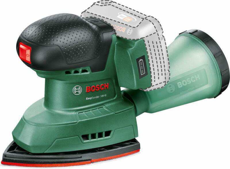 BOSCH Cordless sander 11539406 EasySander 18V-8 Cordless multisander (without battery and charger), Battery voltage: 18V, Vibration speed: 22000 rpm, Ball diameter: 1.6mm, Weight (without battery): 0.8kg 1.