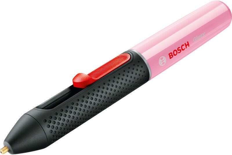 BOSCH Akku-Heißklebepistole 11539404 Gluey Akku-Klebepistole Cupcake Pink, Batteriespannung: 2x1,2 V HR6 (AA), Batteriekapazität: 2,1 Ah, Klebeleistung: 2 g/min, Klebestiftdurchmesser: 7 mm, Klebestiftlänge: max. 20 mm, Aufwärmzeit: 60 s, Klebetemperatur: 150 °C, Gewicht: 0,12 kg