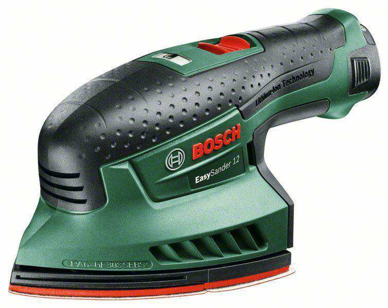 BOSCH Cordless sander 11539409 EasySander 12 cordless multisander (1x2.5 Ah + charger ) in case, Battery voltage: 12V, Vibration speed: 22000 rpm, Diameter of the planet: 1.2mm, Weight (without battery): 0.7kg, Velcro fastening system 1.