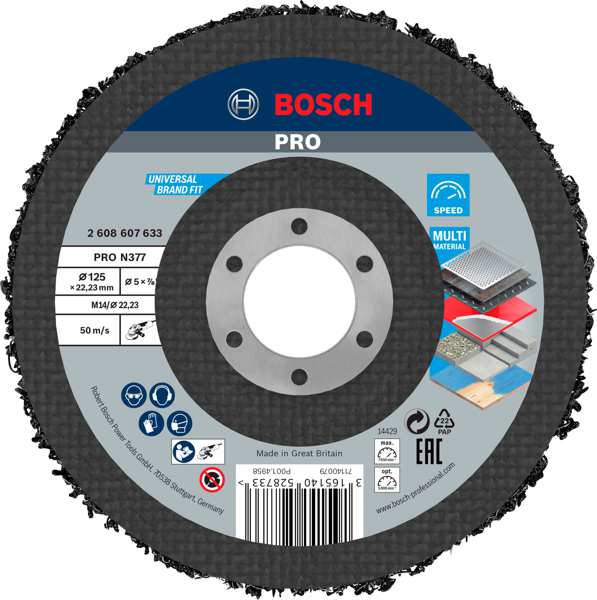 BOSCH Cleaning disc 11540011 N377 cleaning disc, disc diameter: 125 mm, bore diameter: 22.23 mm, SiC