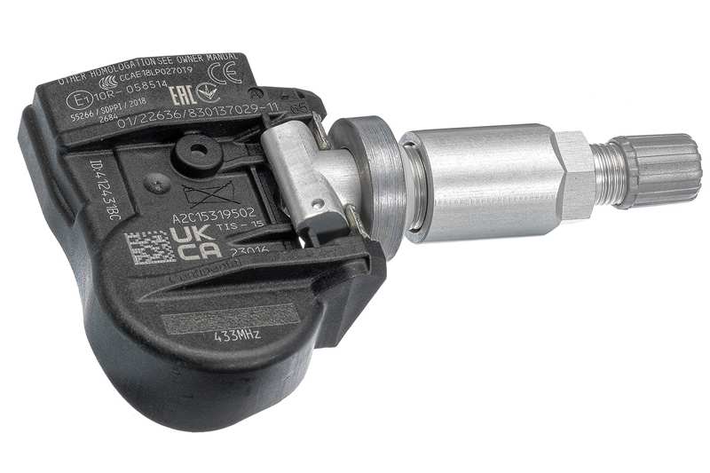 VDO Tire pressure sensor 10925899 Version: TG1C, Permissible maximum speed [km/h]: 250, Rims: for steel rims, for light alloy rims, Valve stem material: Aluminium, Colour: Silver, Frequency Range [MHz]: 433, Follow installation instructions: