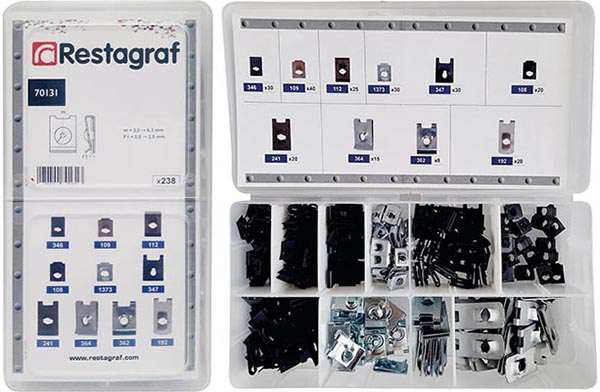 RESTAGRAF Mutter-Satz 10997517 Festplattenmutterset, d 2,8 - 6,35 mm, 10 Größe, 238 PCs/Set
