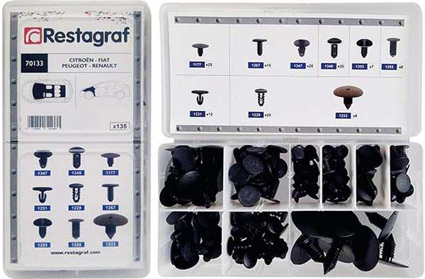 RESTAGRAF Clips set 10998797 Carpitpatent, 9 types, 135 pcs/set