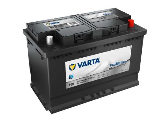 VARTA Battery 11052911 100Ah right positive, norm.terminal
Voltage [V]: 12, Battery Capacity [Ah]: 100, Cold-test Current, EN [A]: 720, Post Positions: 0, Terminal Type: 1, Hold-down Type: B03, Length [mm]: 313, Width [mm]: 175, Height [mm]: 205, Battery: Increased shock resistance, Observe service information:  Technical Information: Engineered in Germany Patented PowerFrame® grid for reliable starting power, fast recharge and corrosion resistance Meets all original criteria of the commercial vehicle manufacturer 1.