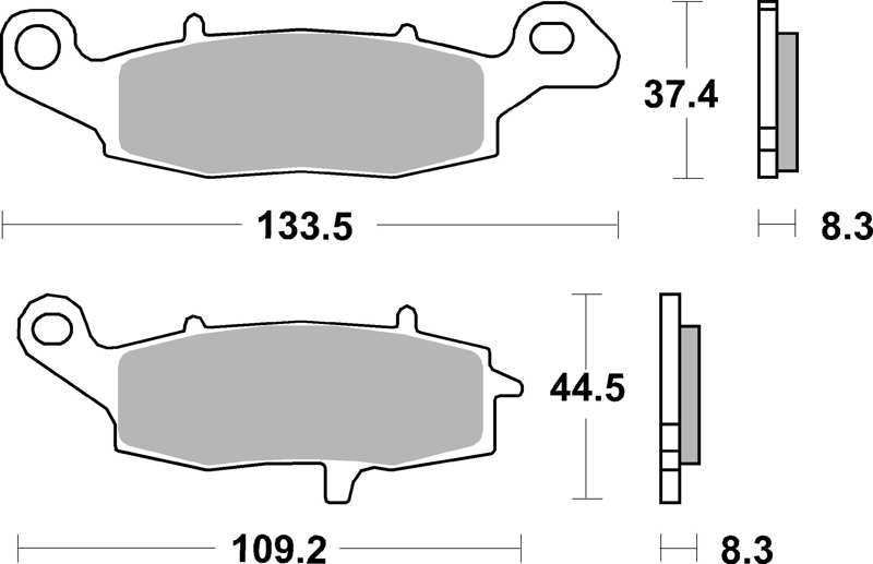 BREMBO Brake pad for motorcycle 674304 07, Carbon Ceramic, Road, Set, for one brake!
Width [mm]: 109,15, Height 1 [mm]: 37,4, Height 2 [mm]: 44,5, Thickness 1 [mm]: 8,3, Thickness 2 [mm]: 8,3, Colour: blue