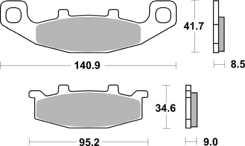 BREMBO Brake pad for motorcycle 674273 SA, SINTERED, Road, first, set, for a brake disc!
Width [mm]: 95,2, Height 1 [mm]: 41,7, Height 2 [mm]: 34,6, Thickness 1 [mm]: 8,5, Thickness 2 [mm]: 9, Colour: red