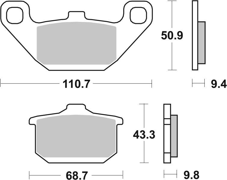 BREMBO Brake pad for motorcycle 674269 08, Carbon Ceramic, Road, front/rear, set for a brake disc!
Width [mm]: 68,7, Height 1 [mm]: 50,9, Height 2 [mm]: 43,3, Thickness 1 [mm]: 9,4, Thickness 2 [mm]: 9,8, Colour: blue