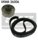 SKF Keilrippenriemensatz 779295 Rippenanzahl: 6, für Riemenlänge [mm]: 1658 
Länge [mm]: 1658, Breite [mm]: 21,36, Riemenmaterial: EPDM (Ethylen-Propylen-Dien-Kautschuk), Rippenanzahl: 6 2.