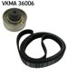 SKF Keilrippenriemensatz 779295 Rippenanzahl: 6, für Riemenlänge [mm]: 1658 
Länge [mm]: 1658, Breite [mm]: 21,36, Riemenmaterial: EPDM (Ethylen-Propylen-Dien-Kautschuk), Rippenanzahl: 6 1.