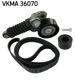SKF Keilrippenriemensatz 779687 Rippenanzahl: 6, für Riemenlänge [mm]: 1662 
Länge [mm]: 1662, Breite [mm]: 21,36, Riemenmaterial: EPDM (Ethylen-Propylen-Dien-Kautschuk), Rippenanzahl: 6 1.