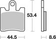 BREMBO Brake pad for motorcycle 674432 4pcs/set, SA, Sintered, Road, front
Thickness [mm]: 8,6, Height [mm]: 53,4, Colour: red 2.