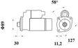 MAHLE ORIGINAL Starter 11172964 Spannung [V]: 24, Starterleistung [kW]: 5,0, Zähnezahl: 10, Flanschdurchmesser [mm]: 89, Anzahl der Befestigungsbohrungen: 3, Durchmesser der Befestigungspunkte [mm]: 127, Bohrungsdurchmesser 1 [mm]: 11,2, Drehrichtung: Drehrichtung im Uhrzeigersinn, für Schwungradtiefe [mm]: 30, Zahnteilung [mm]: 14,73, Getriebeart: mit Reduktionsgetriebe 2.