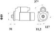 MAHLE ORIGINAL Starter 11172594 Spannung [V]: 24, Starterleistung [kW]: 5,0, Zähnezahl: 12, Flanschdurchmesser [mm]: 89, Anzahl der Befestigungsbohrungen: 3, Durchmesser der Befestigungspunkte [mm]: 127, Bohrungsdurchmesser 1 [mm]: 11,2, Drehrichtung: Drehrichtung im Uhrzeigersinn, für Schwungradtiefe [mm]: 31, Zahnteilung [mm]: 14,72, Getriebeart: mit Reduktionsgetriebe 2.
