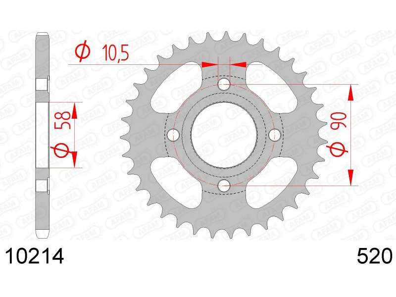 AFAM Kettenrad 10504293 Hinten für 520 Kette, Stahl, Zahnnummer: 35
Zähnezahl: 35, Material: Stahl, Oberfläche: verzinkt