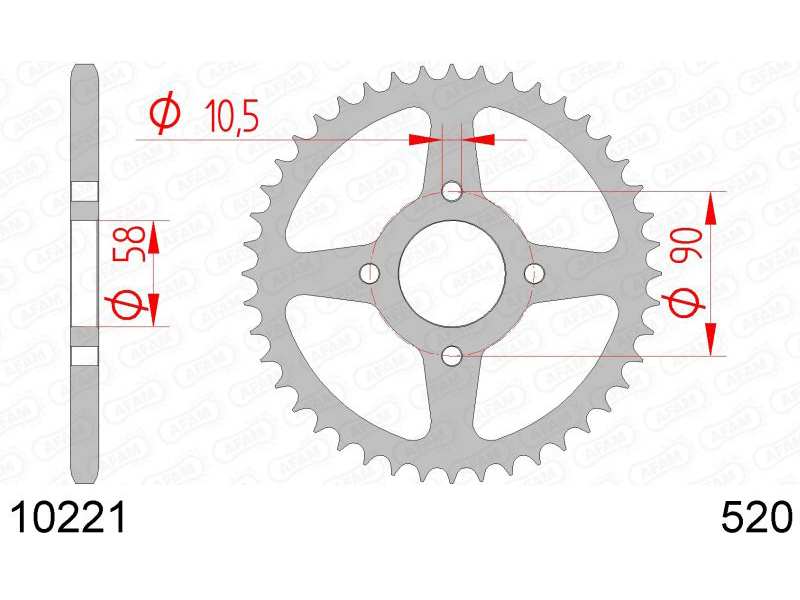 AFAM Kettenrad 10504304 Hinten für 520 Kette, Stahl, Zahnnummer: 42
Zähnezahl: 42, Material: Stahl, Oberfläche: verzinkt