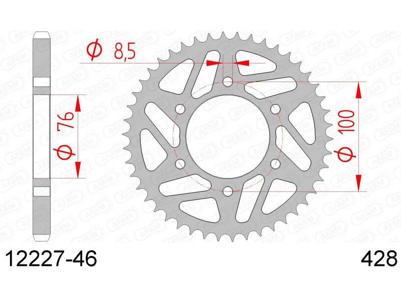 AFAM Kettenrad 10504887 Hinten für 428 Kette, Stahl, Zahnnummer: 48
Zähnezahl: 48, Material: Stahl, Oberfläche: verzinkt