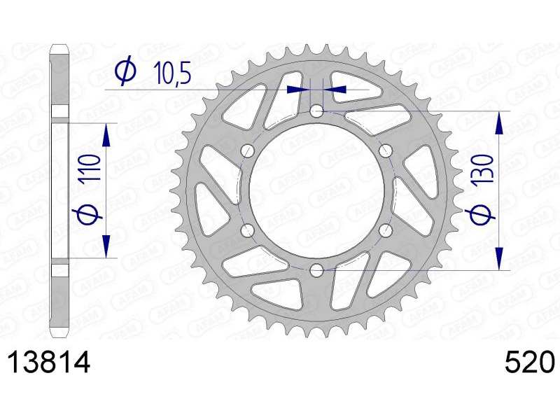 AFAM Kettenrad 10501016 Hinten für 520 Kette, Aluminium, Zahnnummer: 41