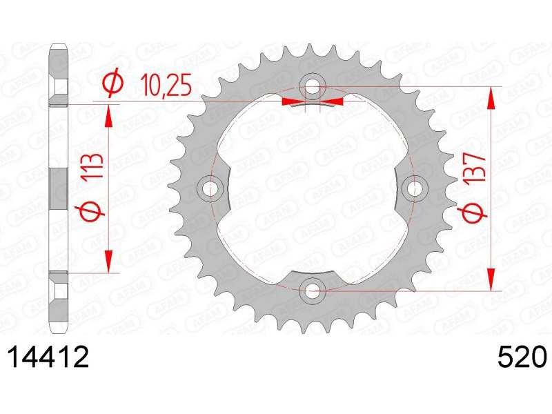 AFAM Kettenrad 10501136 Hinten für 520 Kette, Stahl, Zahnnummer: 40