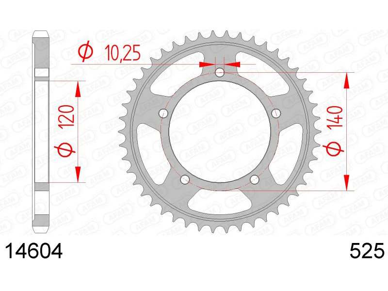 AFAM Kettenrad 10501167 Hinten für 525 Kette, Stahl, Zahnnummer: 47
Zähnezahl: 47, Material: Stahl, Oberfläche: beschichtet
