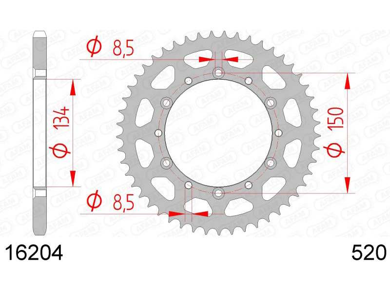 AFAM Kettenrad 10501440 Hinten für 520 Kette, Stahl, Zahnnummer: 48
Zähnezahl: 48, Material: Stahl, Oberfläche: verzinkt