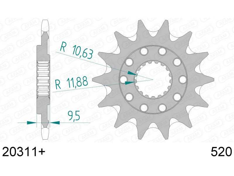 AFAM Kettenrad 10505341 Zuerst für Chain 520, Zahnnummer: 13