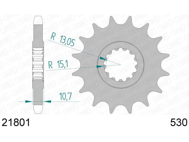 AFAM Kettenrad 10505666 Zuerst für Chain 530, Zahnnummer: 18
Zähnezahl: 18, Material: Stahl