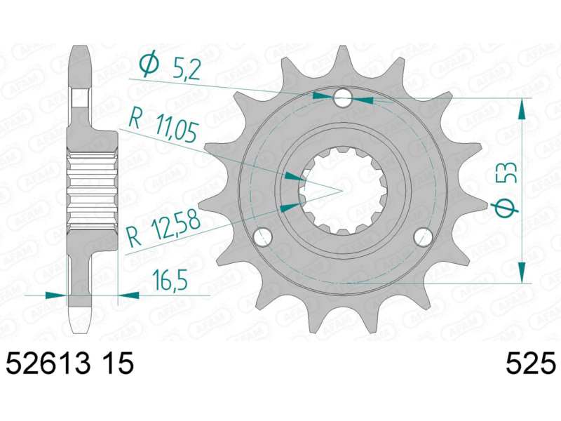 AFAM Kettenrad 10503220 Zuerst für Chain 525, Zahnnummer: 15
Zähnezahl: 15, Material: Stahl