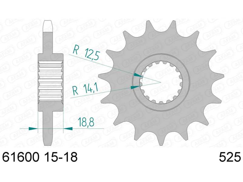 AFAM Kettenrad 10503411 Zuerst für Chain 525, Zahnnummer: 17
Zähnezahl: 17, Material: Stahl