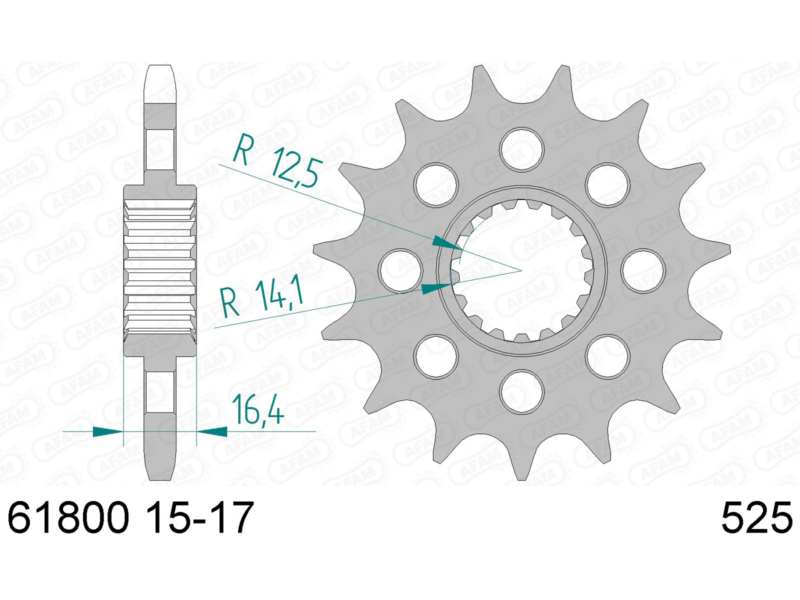 AFAM Kettenrad 10503419 Zuerst für Chain 525, Zahnnummer: 15