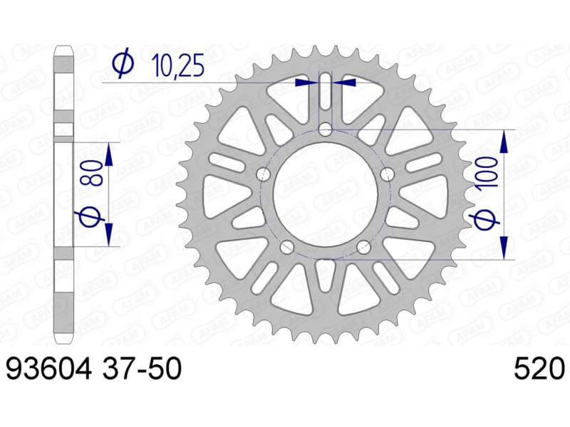AFAM Kettenrad 10503940 Hinten für 520 Kette, Aluminium, Zahnnummer: 40