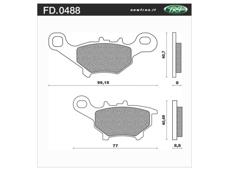 NEWFREN Brake pad for motorcycle 10612386 Scooter, Elite, Organic, Set, for a Brake Disc!